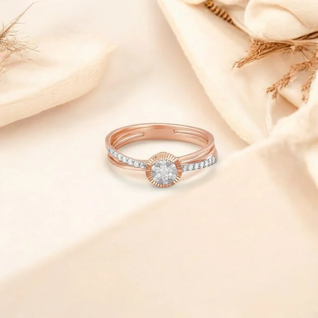 Rose Gold Diamond Solitaire Style Ring