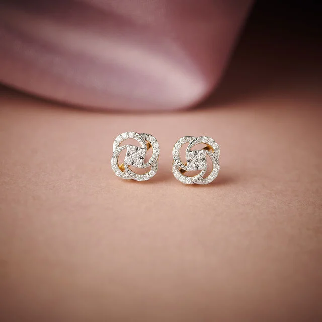 Floral Knot Diamond Stud Earrings