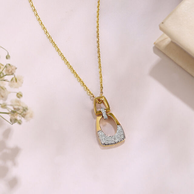 Studded Oval Gold & Diamond Pendant