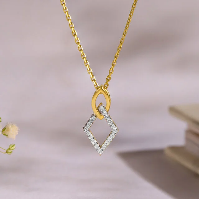 Geometric Frame Gold & Diamond Pendant